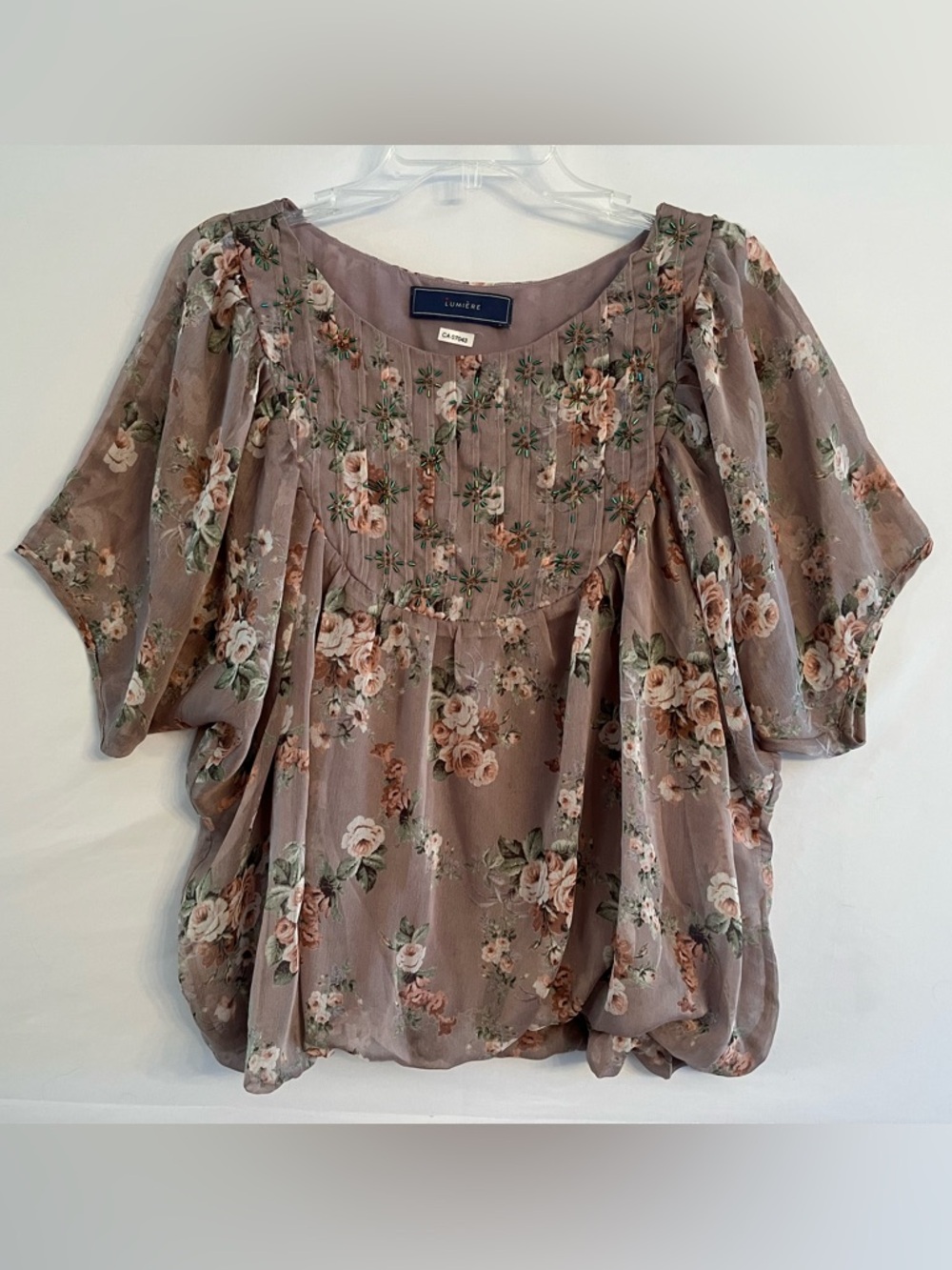 Lumière Floral Beaded Boho Chiffon Blouse